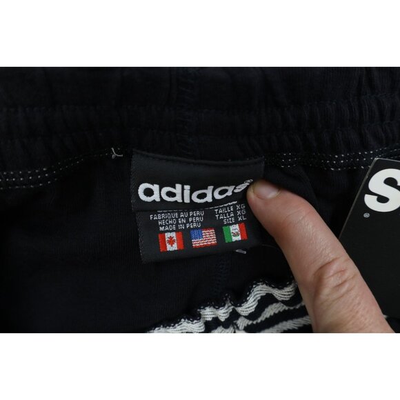 Deadstock Vintage 90s Adidas Mens XL Spell Out Striped Above Knee Shorts Black - Picture 10 of 15